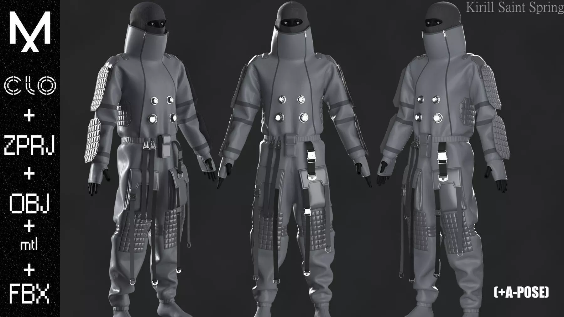 Cyberpunk Outfit Male Marvelous designer Clo3d OBJ mtl FBX ZPRJ 3D model
