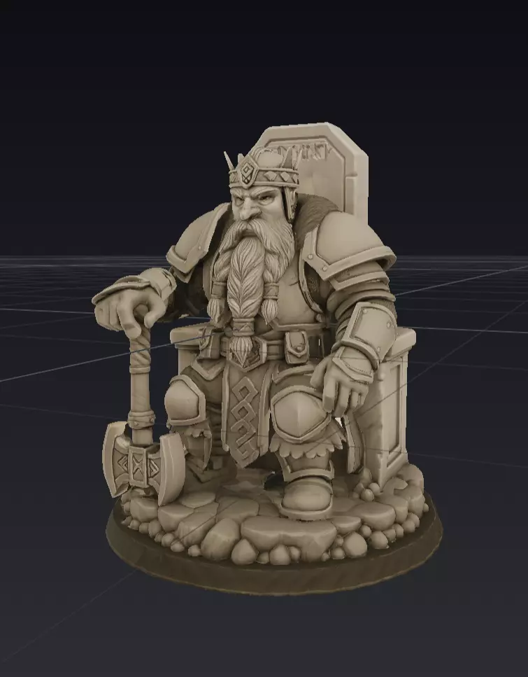 Dwarf King Figurine 3D Model  3D model_1