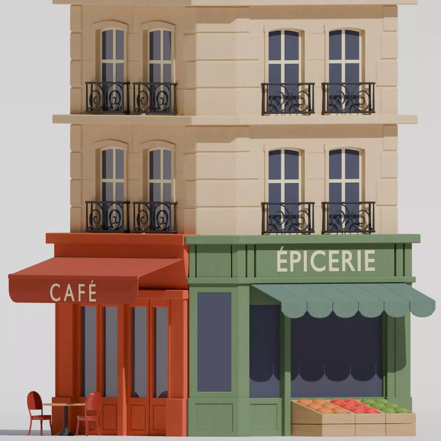 Parisian Building Project Low-poly 3D model_2