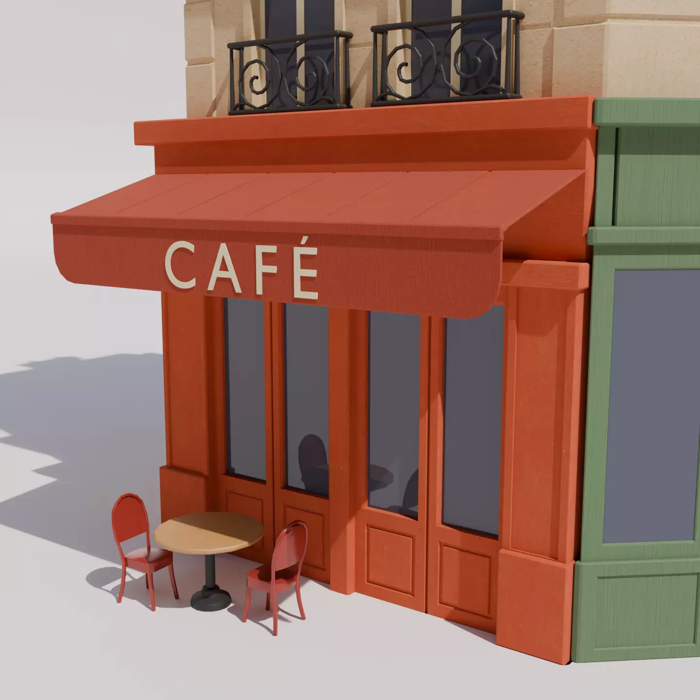 Parisian Building Project Low-poly 3D model_3