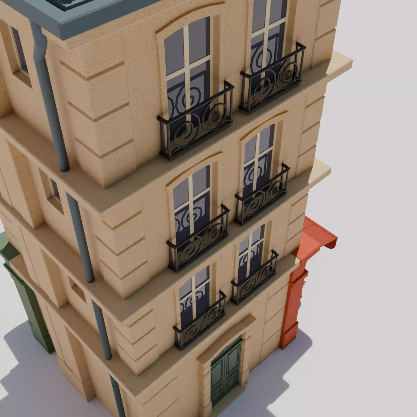 Parisian Building Project Low-poly 3D model_8