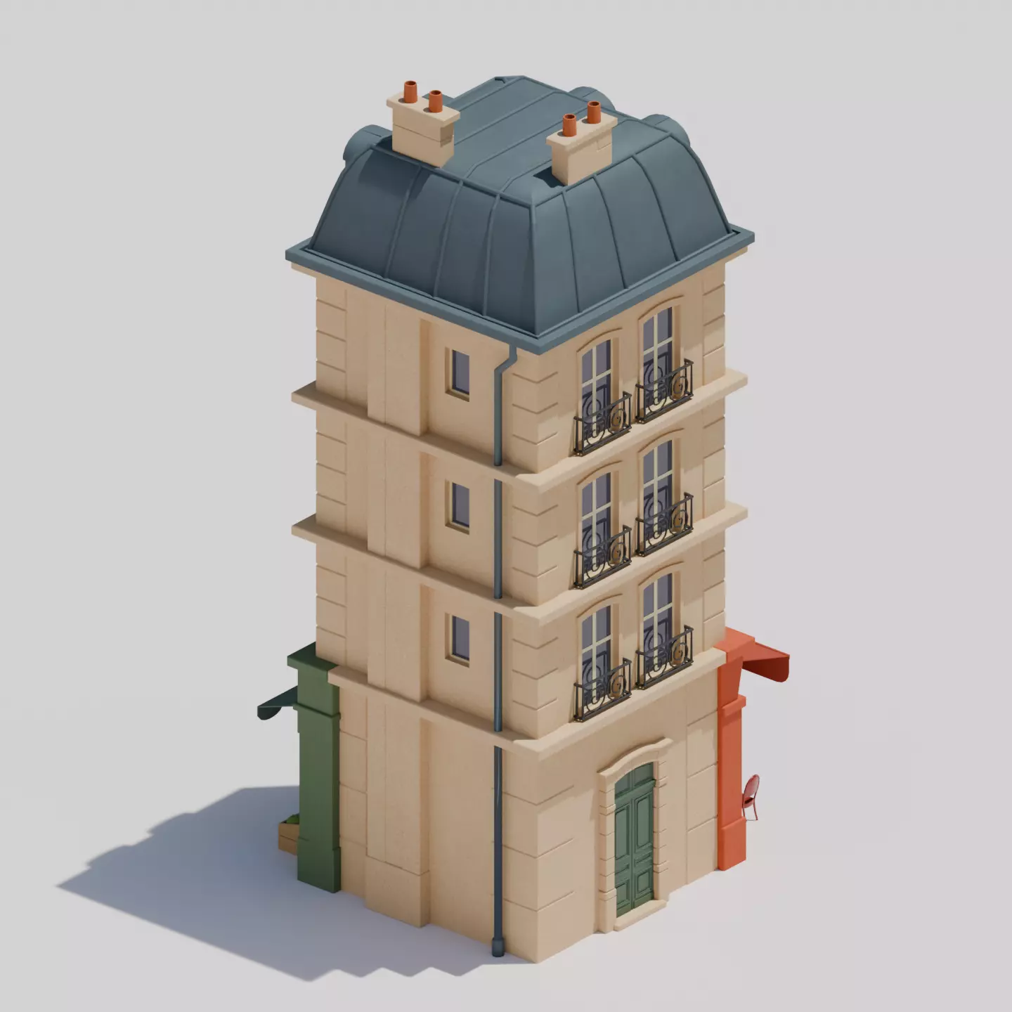 Parisian Building Project Low-poly 3D model_5