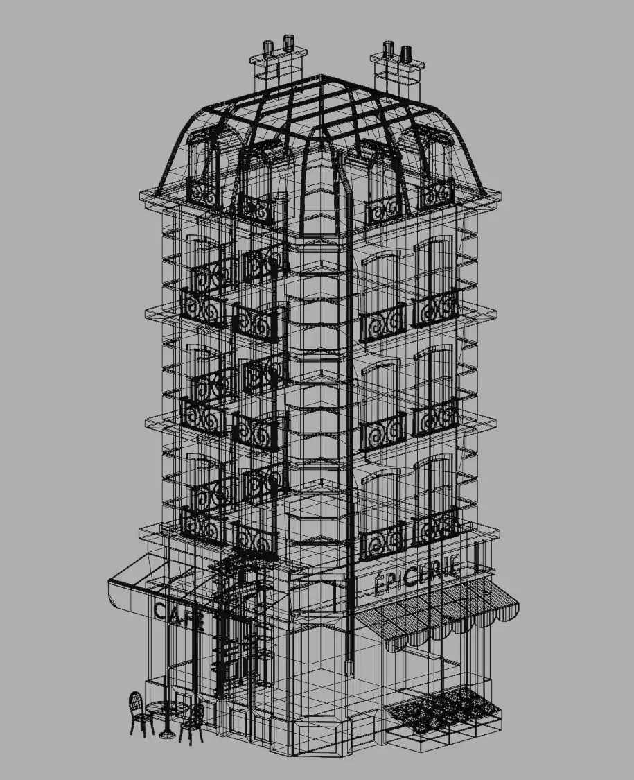 Parisian Building Project Low-poly 3D model_9