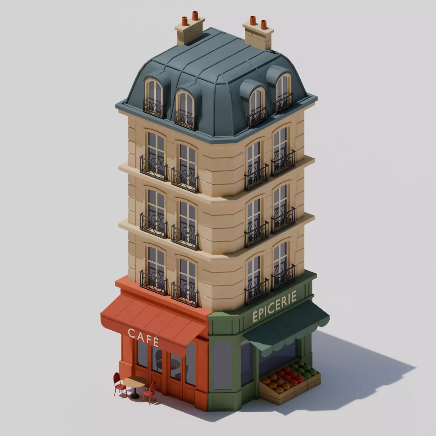 Parisian Building Project Low-poly 3D model_0