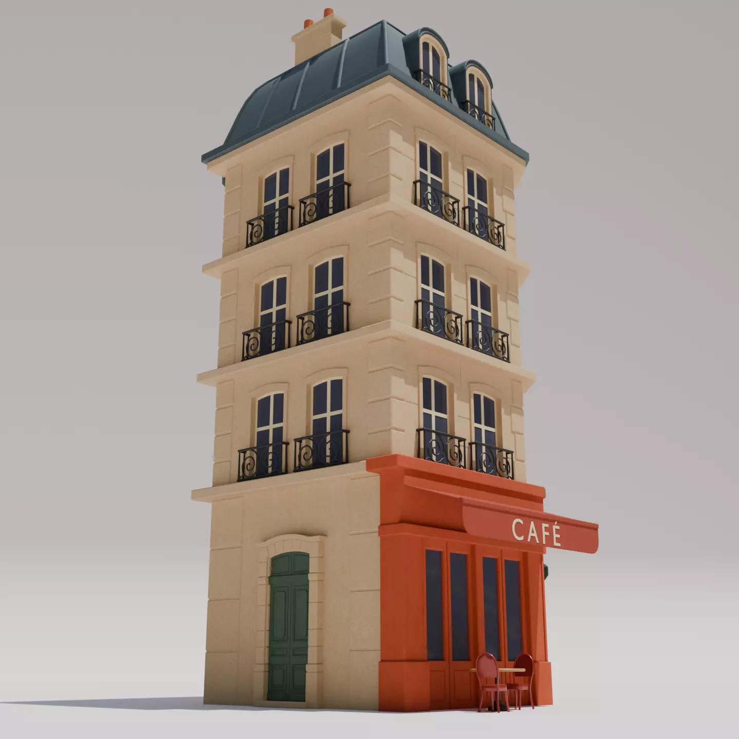 Parisian Building Project Low-poly 3D model_7