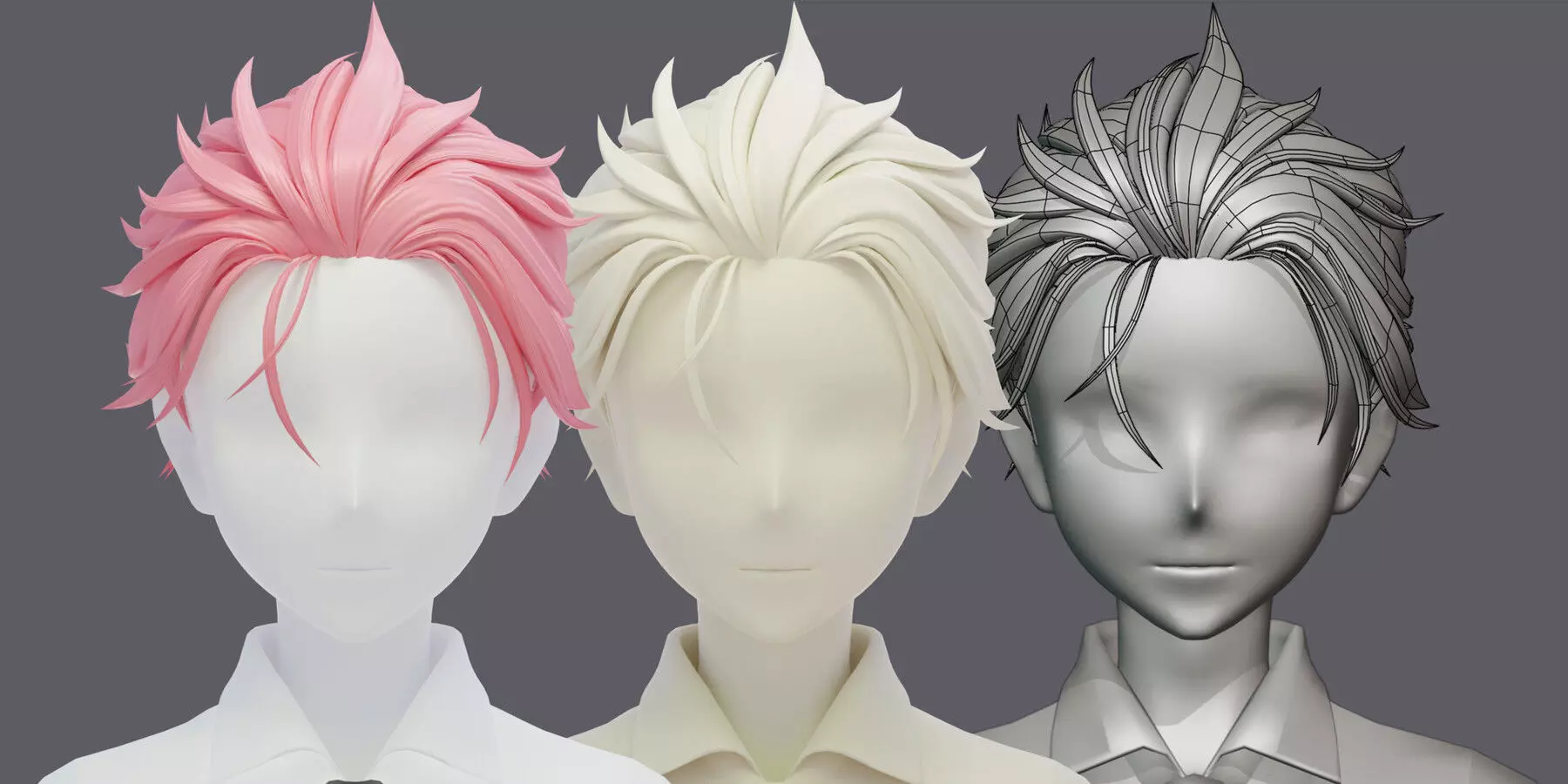 Male hairstyle Low-poly 3D model
