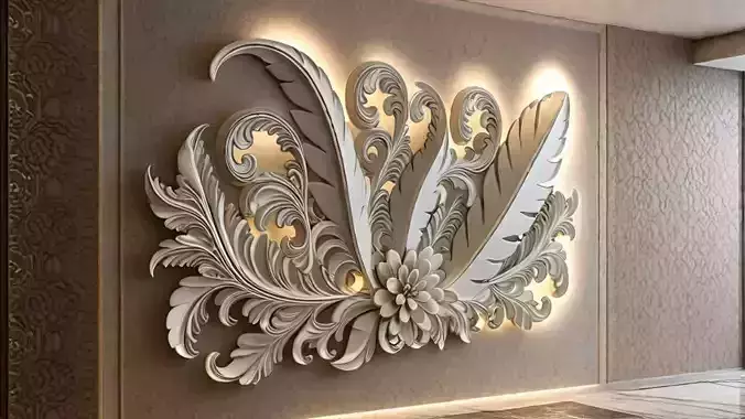 Modern Relief Wall Mural Decor CNC 3D Print 03
