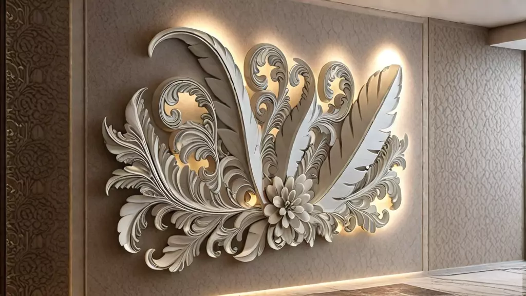 Modern Relief Wall Mural Decor CNC 3D Print 03 3D print model