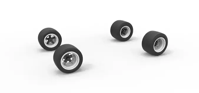 Wheel set of Asphalt Supermodified stock car V2 Scale 1 to 25