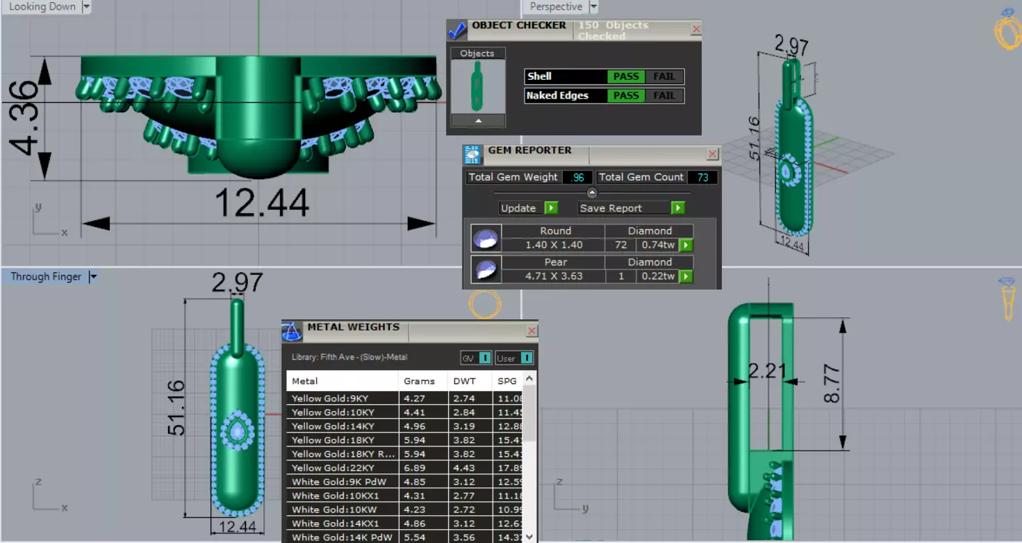 Yellow Gold stl 3dm Pendant with Teardrop Diamond jp0306 3D print model_0