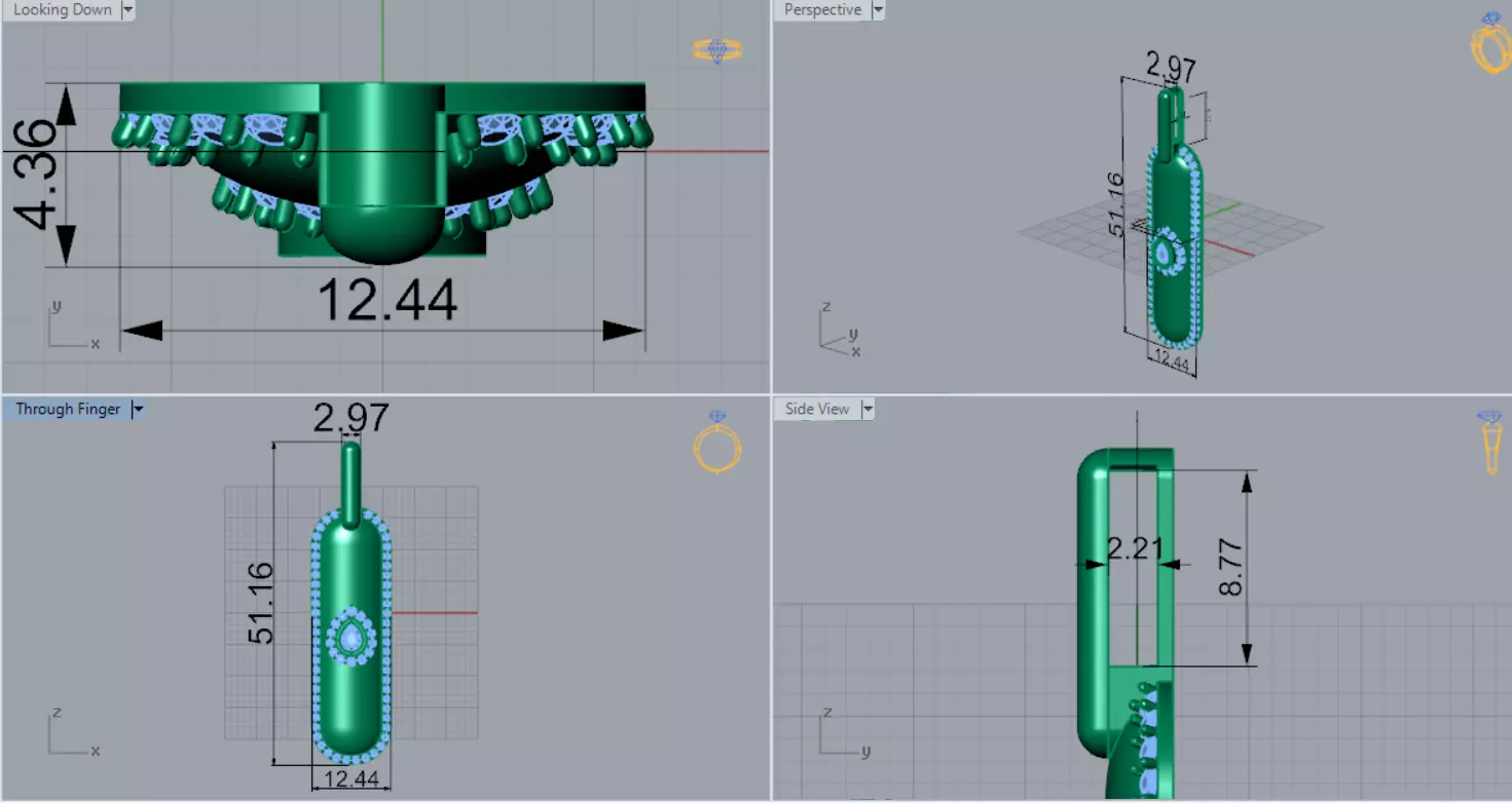 Yellow Gold stl 3dm Pendant with Teardrop Diamond jp0306 3D print model_8