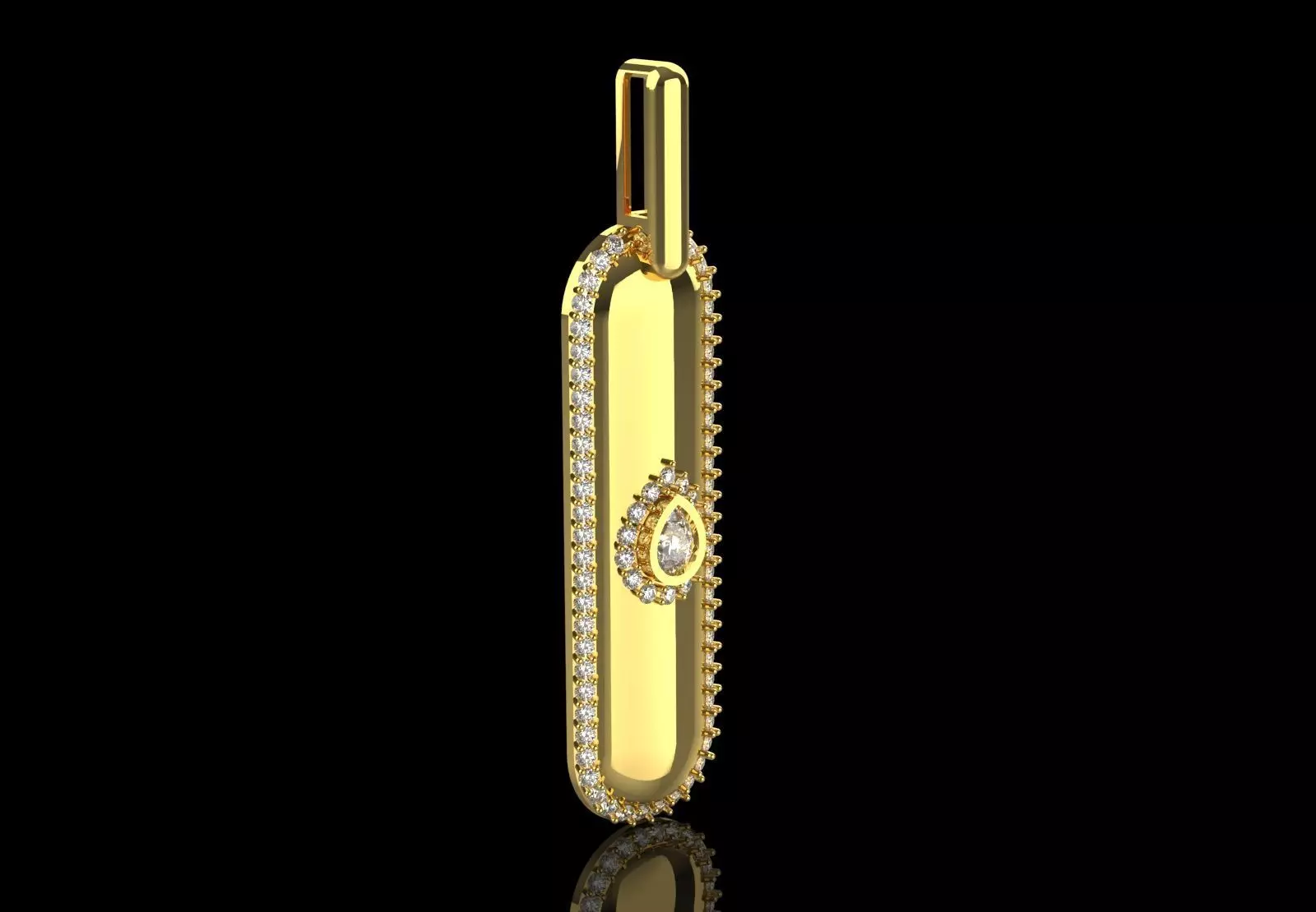 Yellow Gold stl 3dm Pendant with Teardrop Diamond jp0306 3D print model_1