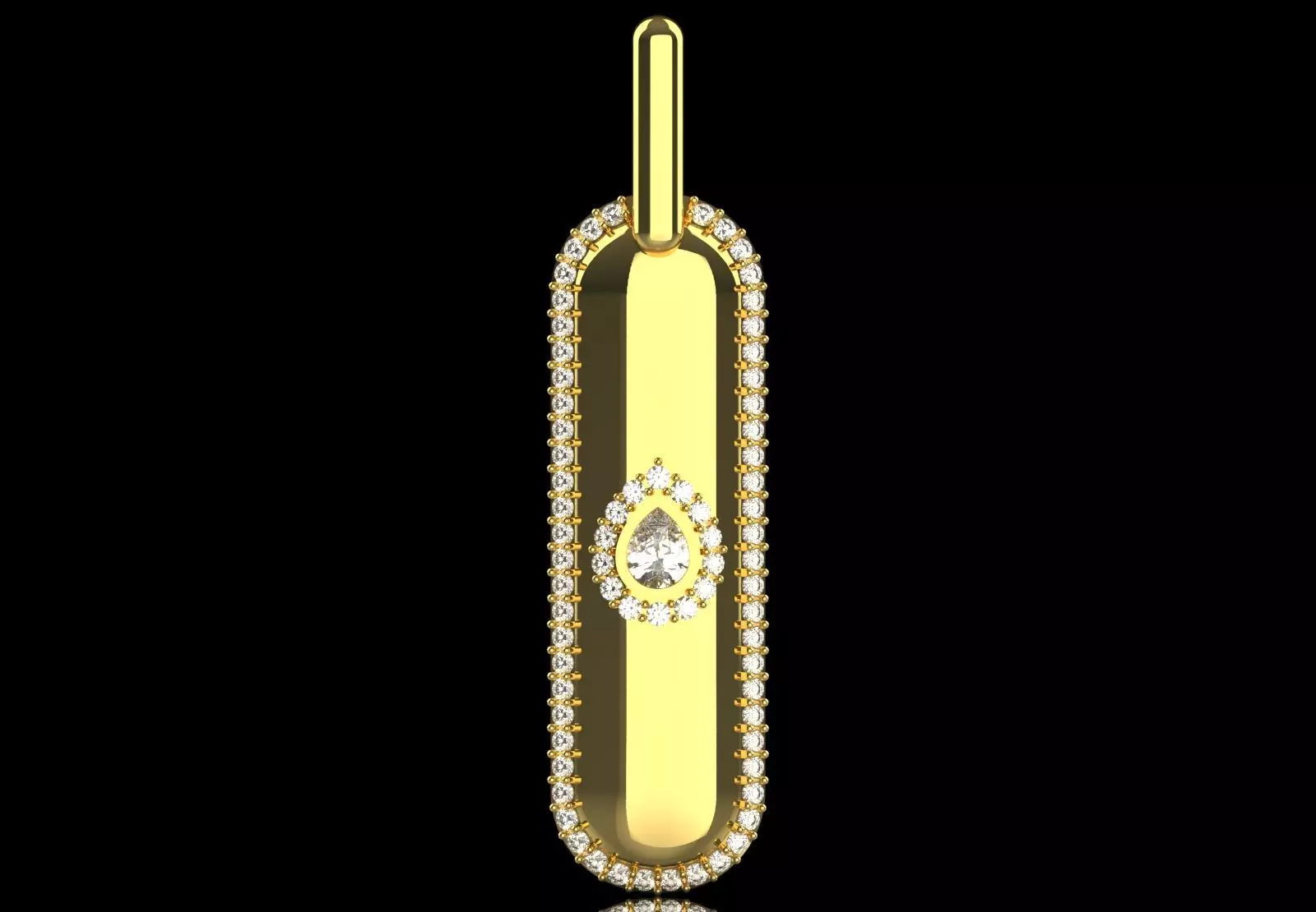 Yellow Gold stl 3dm Pendant with Teardrop Diamond jp0306 3D print model_3