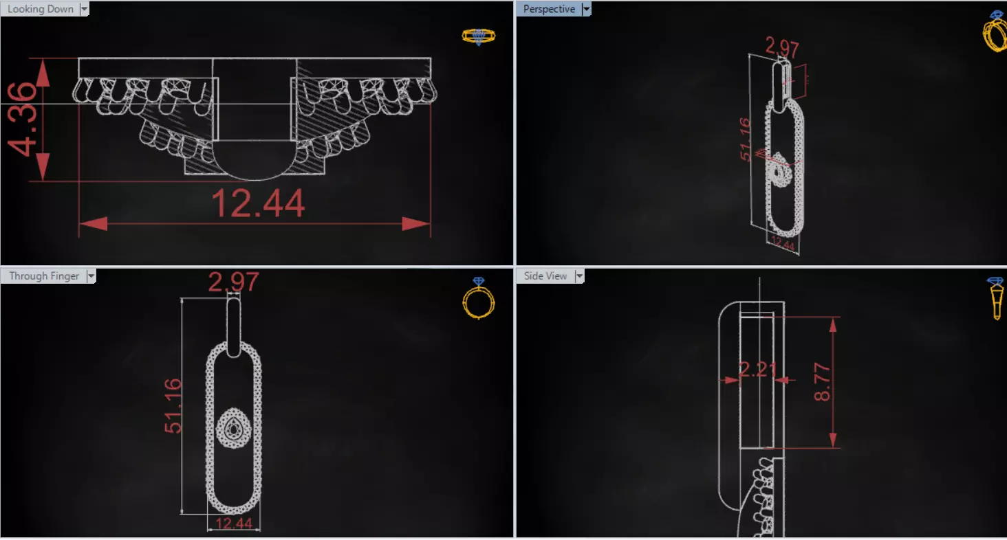 Yellow Gold stl 3dm Pendant with Teardrop Diamond jp0306 3D print model_21