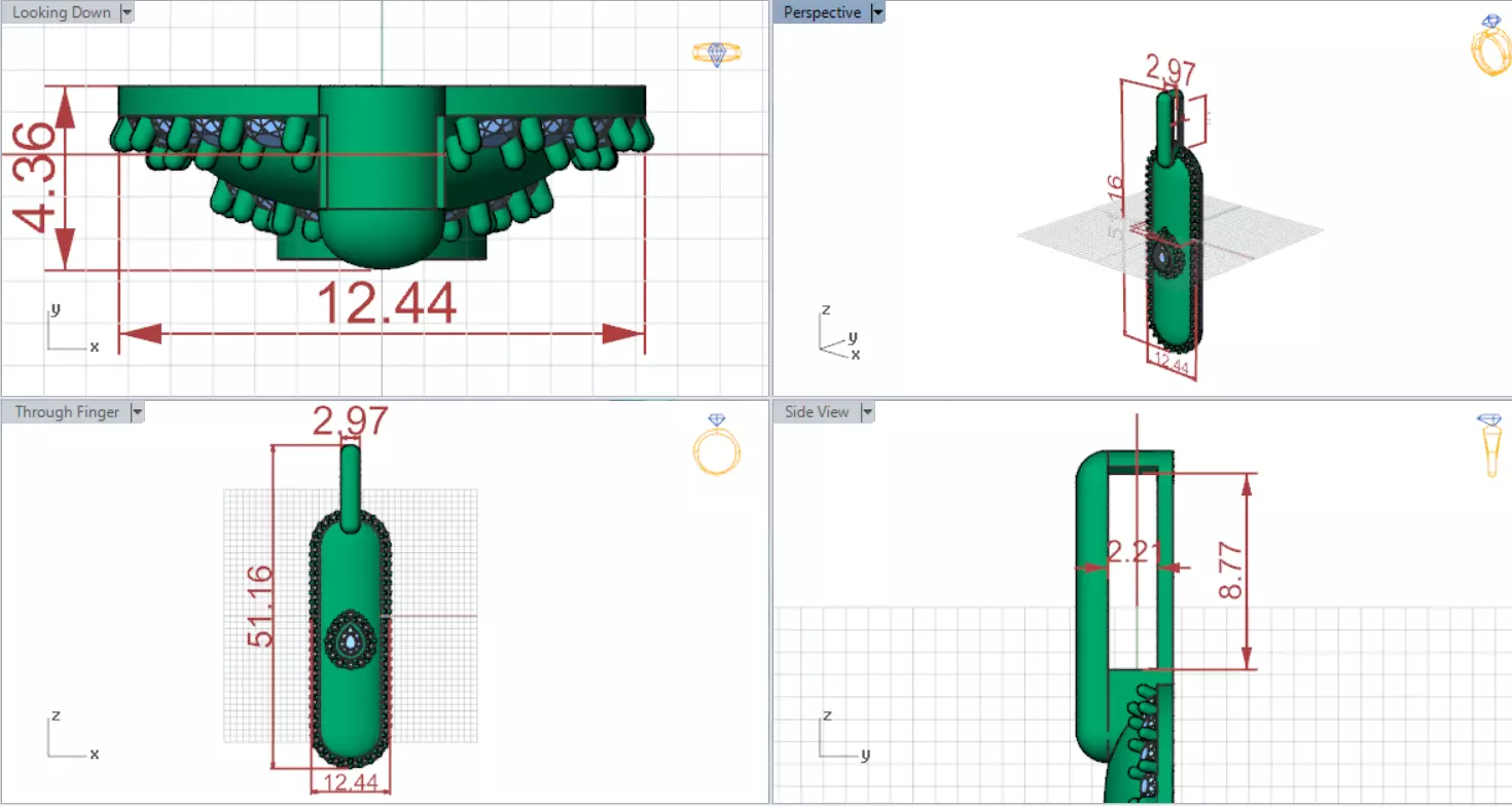 Yellow Gold stl 3dm Pendant with Teardrop Diamond jp0306 3D print model_20