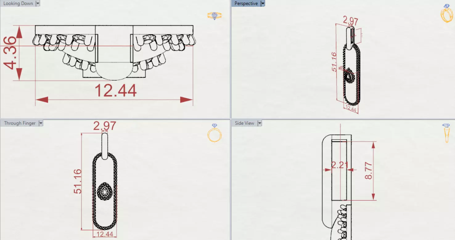 Yellow Gold stl 3dm Pendant with Teardrop Diamond jp0306 3D print model_22