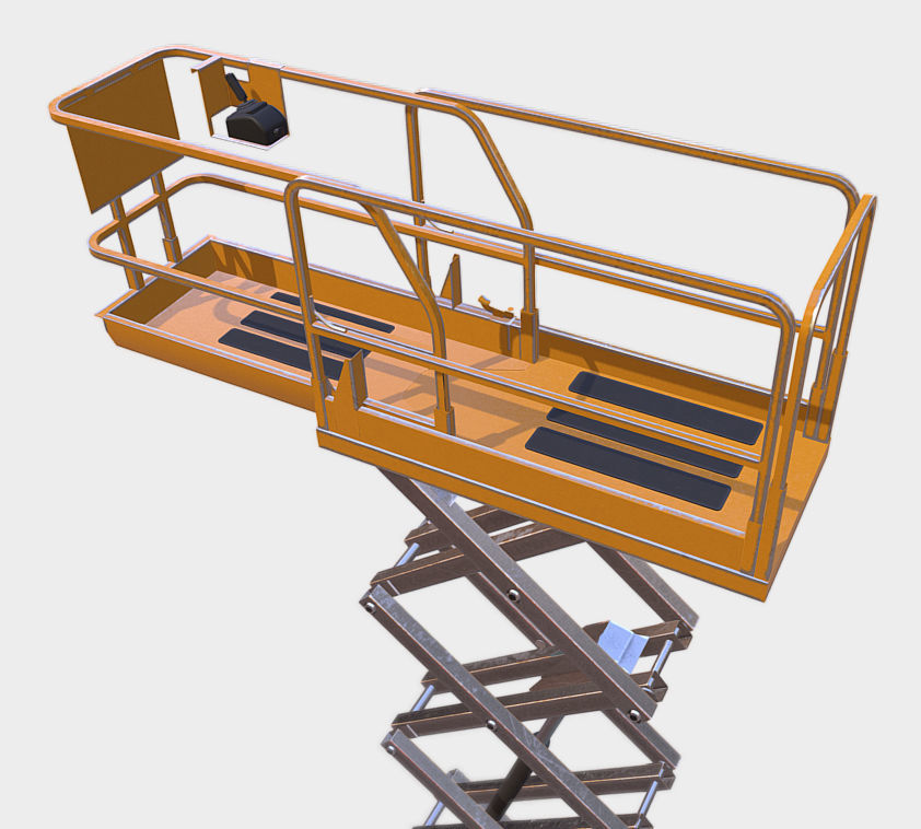 Clean Construction Scissor Lift  Low-poly 3D model_1