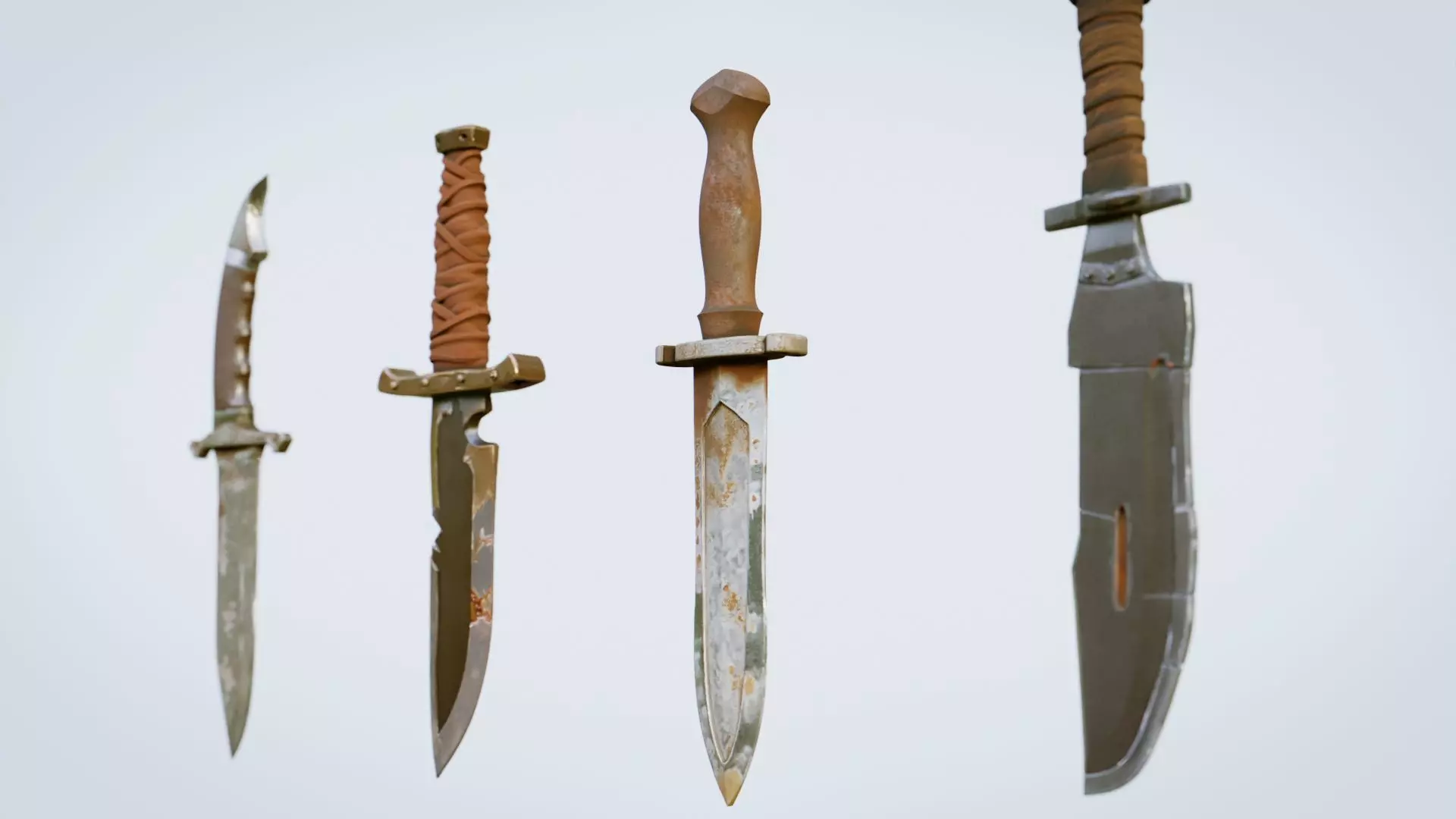 Knives Collection High Quality 3D Models Pack Low-poly 3D model_3