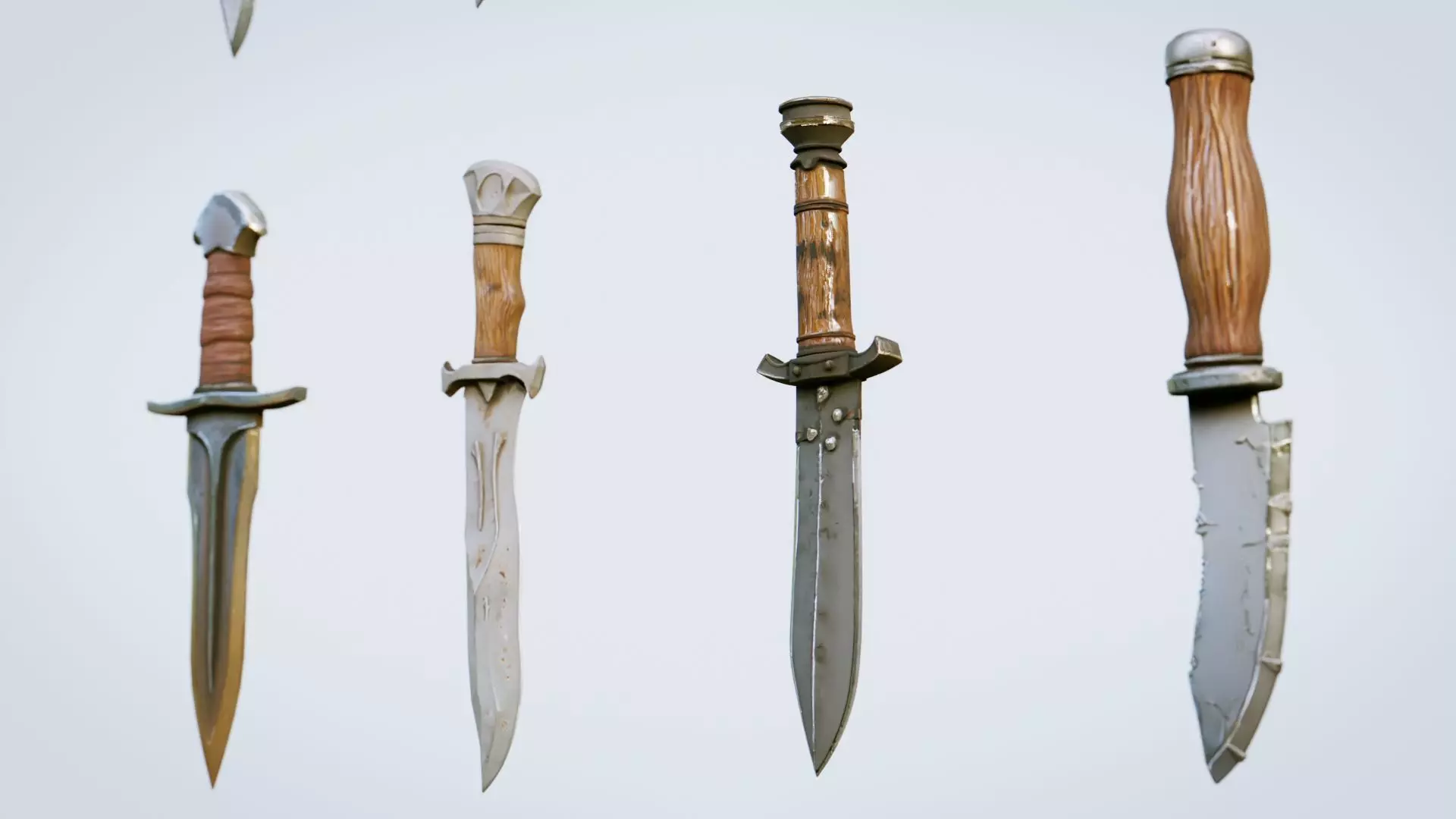 Knives Collection High Quality 3D Models Pack Low-poly 3D model_5