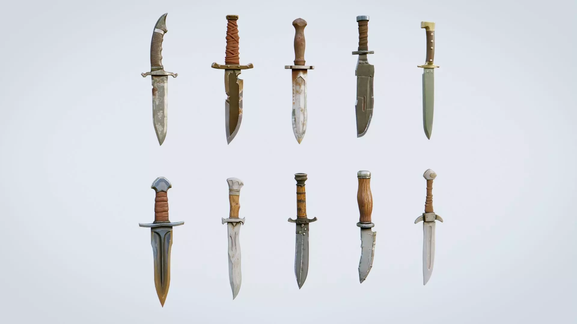 Knives Collection High Quality 3D Models Pack Low-poly 3D model_2