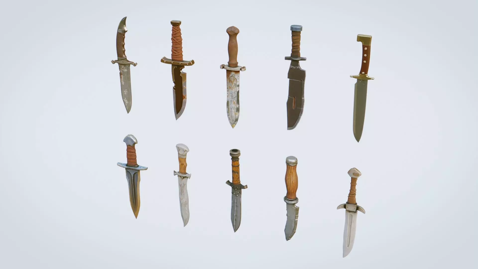 Knives Collection High Quality 3D Models Pack Low-poly 3D model_6