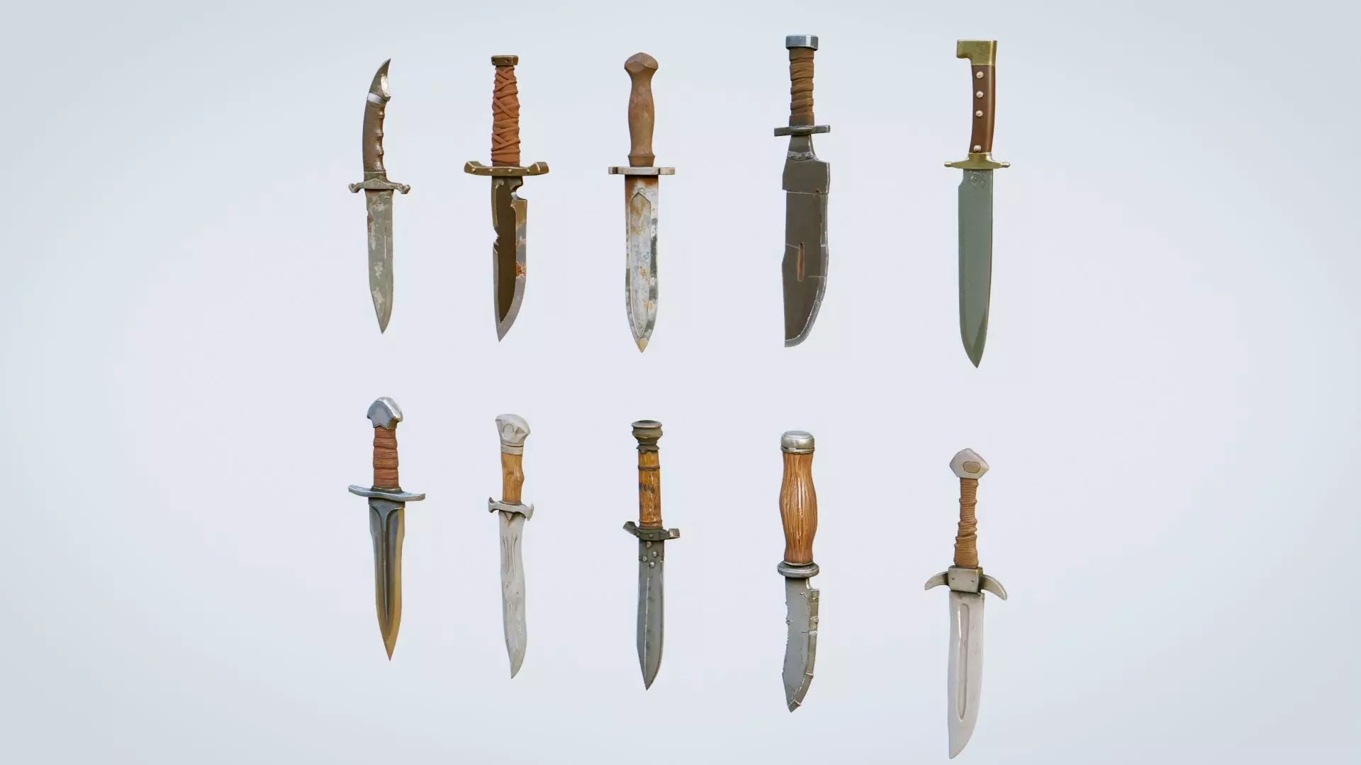 Knives Collection High Quality 3D Models Pack Low-poly 3D model_4