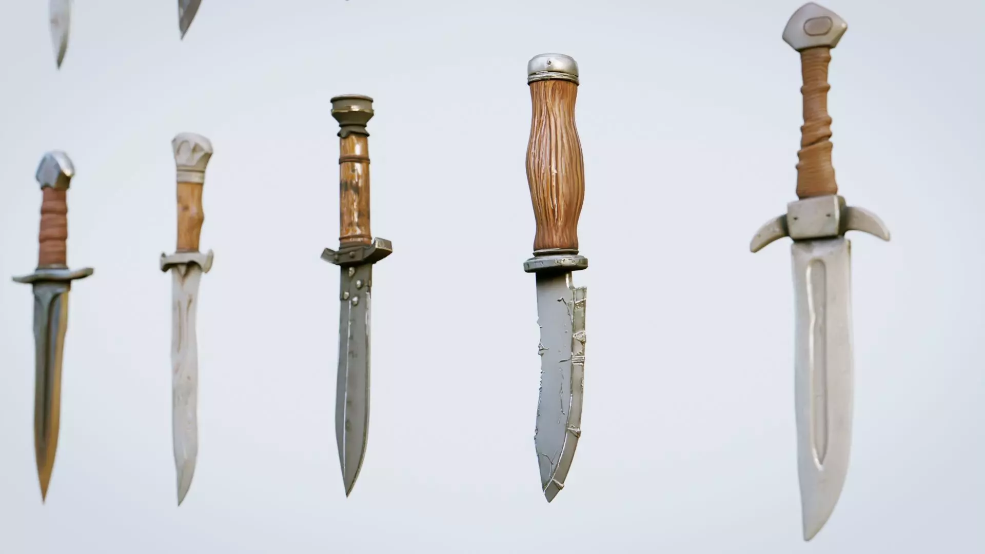 Knives Collection High Quality 3D Models Pack Low-poly 3D model_1