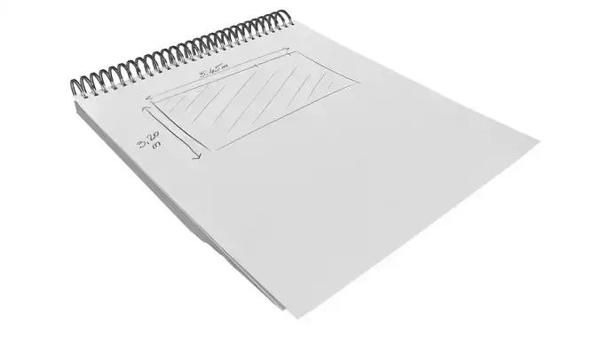 Spiral Bound Notepad with Floor Plan Sketch Low-poly 3D model