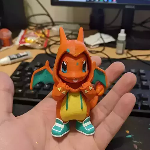 Chibi Charmander in a Charizard Hoodie - Pokemon Fan Art