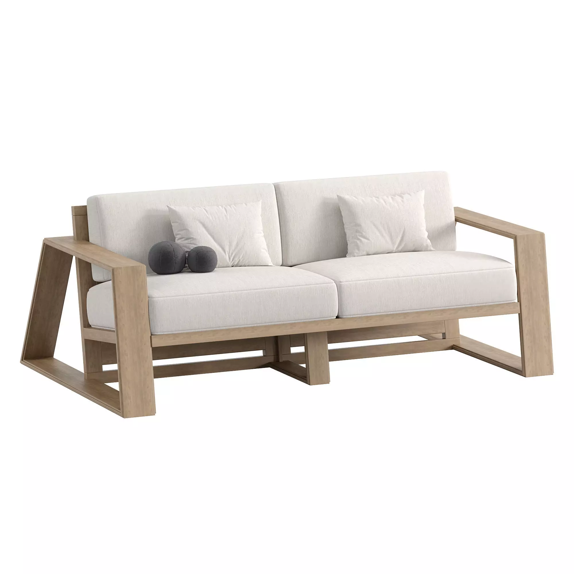 Canyon Outdoor Teak Sofa Low-poly 3D model_1