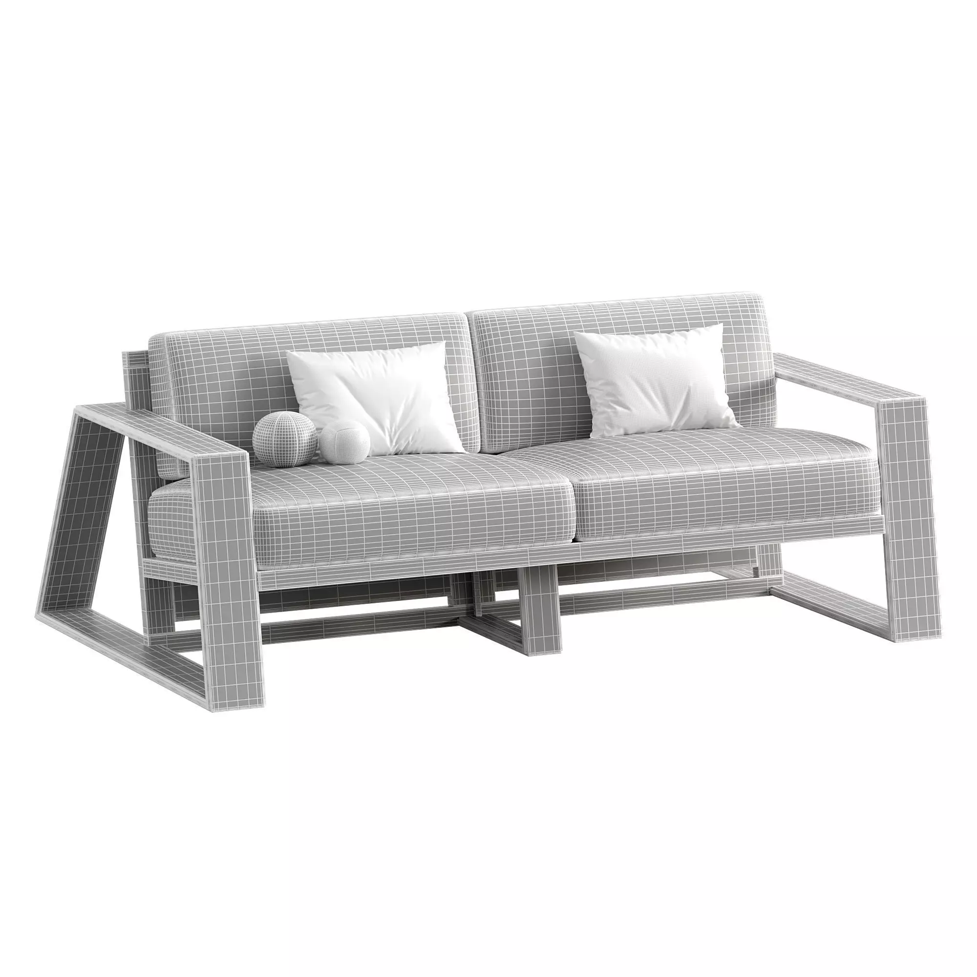 Canyon Outdoor Teak Sofa Low-poly 3D model_3