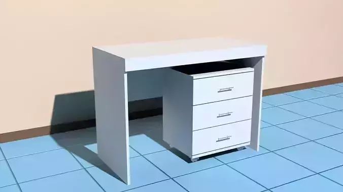 Office Table and Drawer 3D model