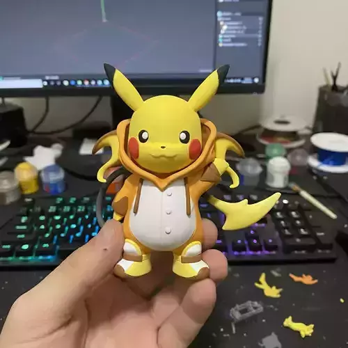 Chibi Pikachu in a Raichu Hoodie - Pokemon Fan Art
