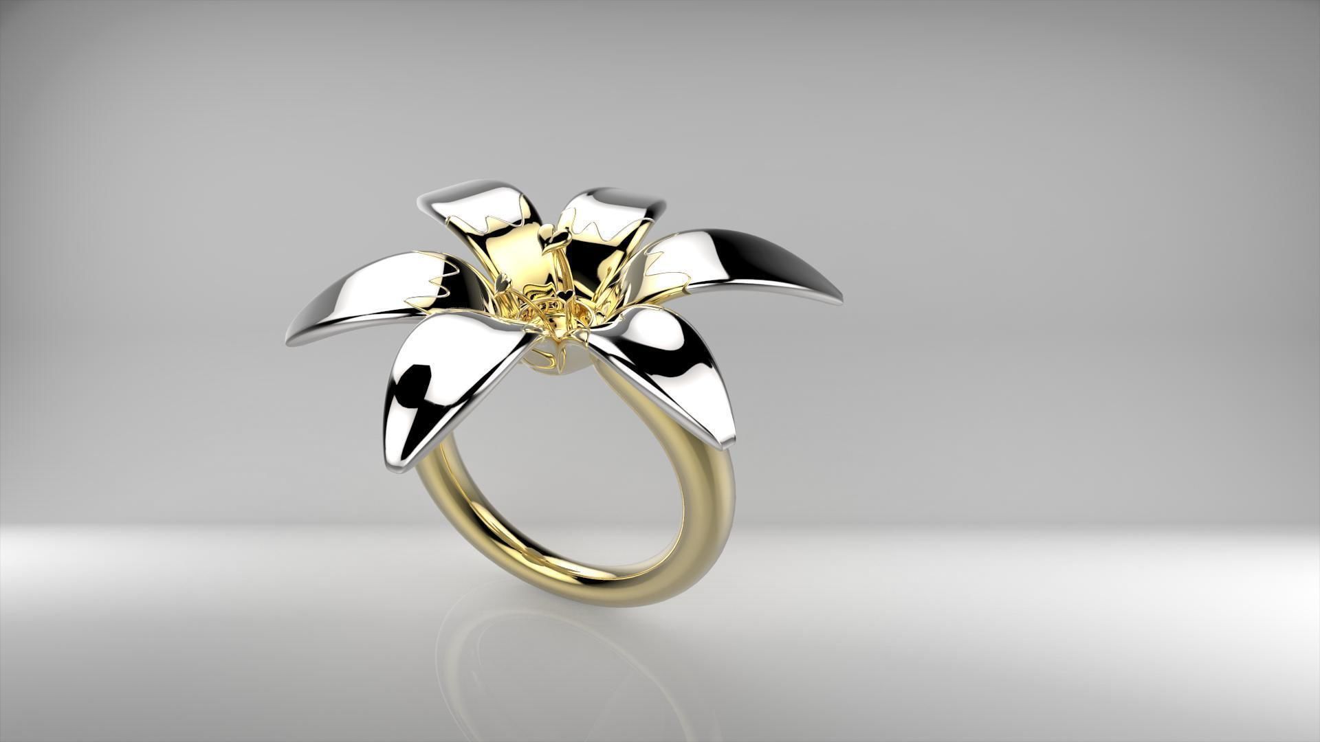 flower ring 3D print model_1