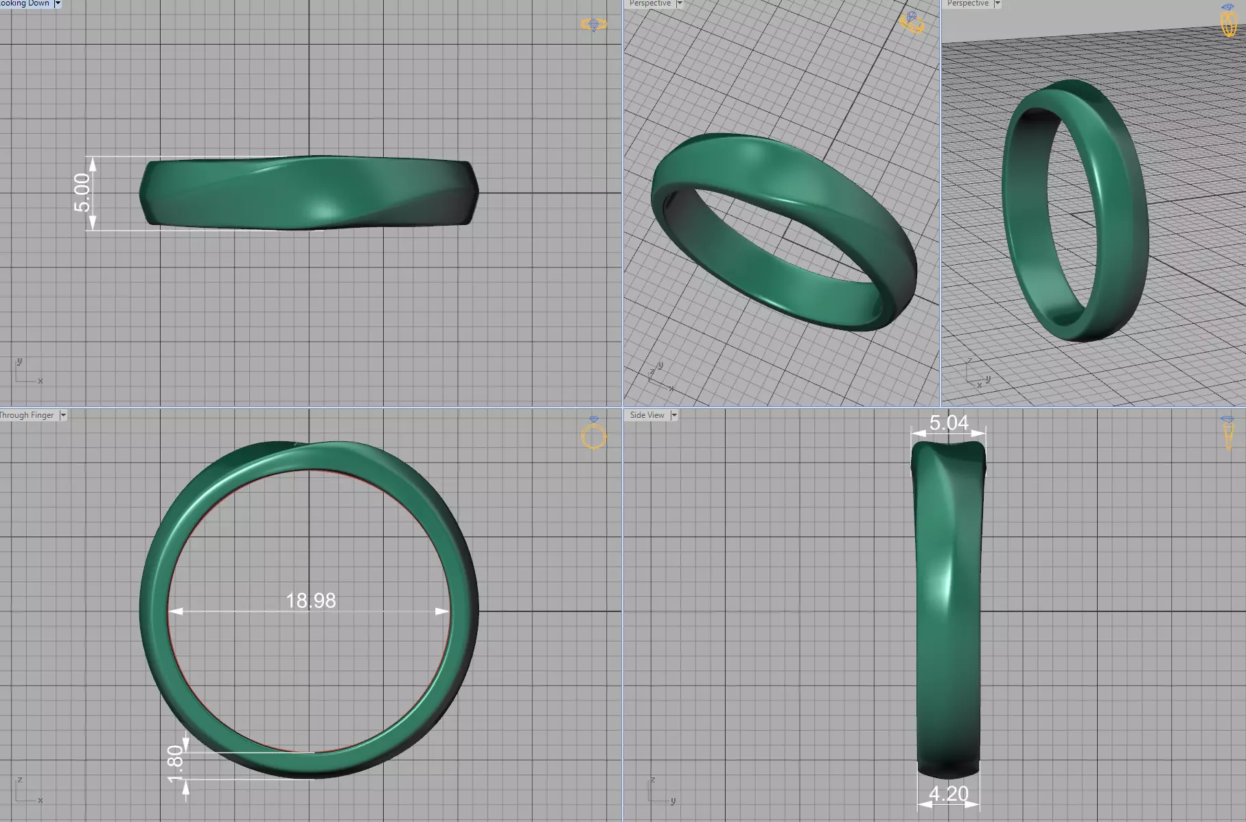 Wedding Set Mobius Twisted Sprial Rings Bridal Set 3D Model Collection_13