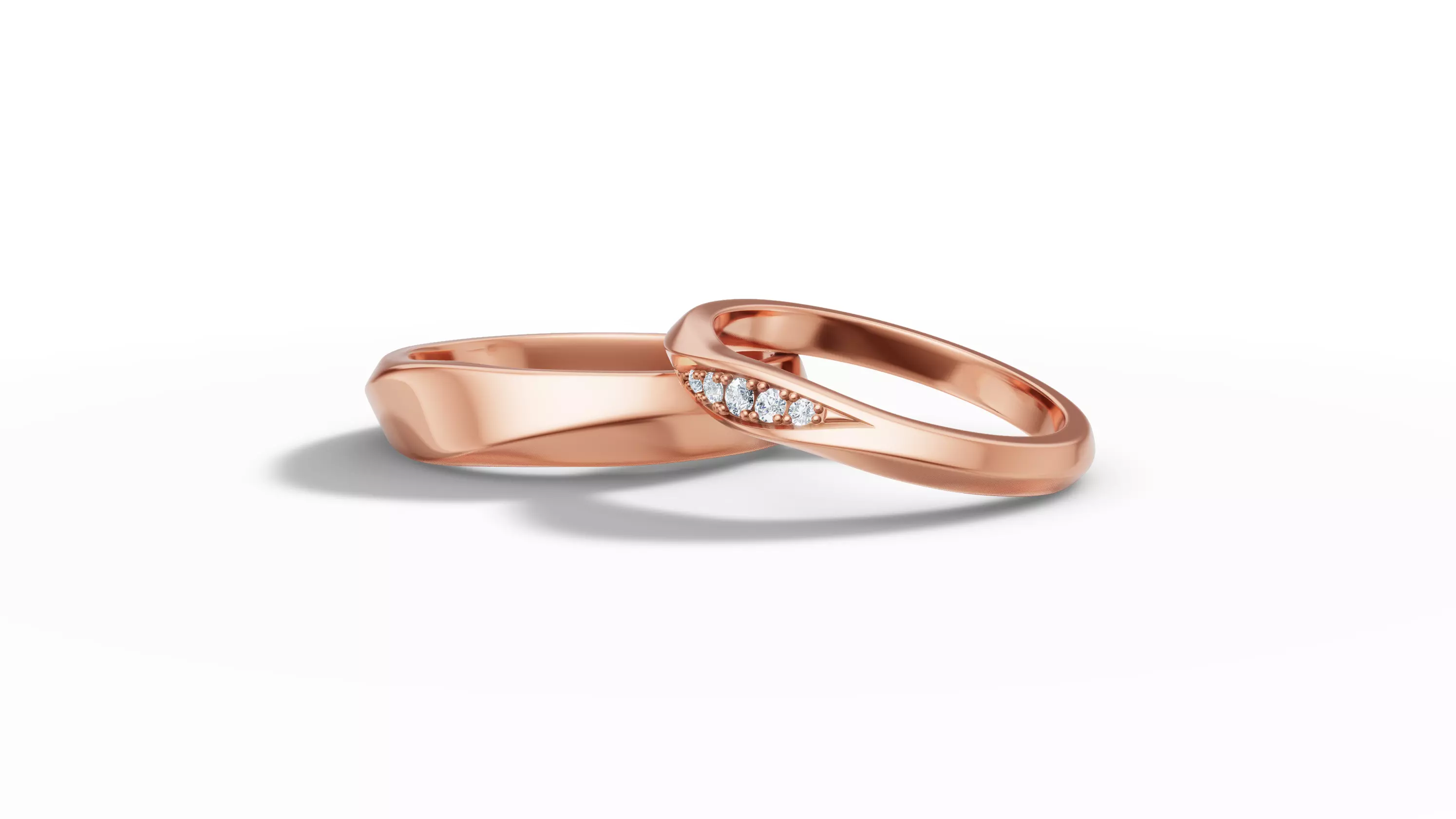 Wedding Set Mobius Twisted Sprial Rings Bridal Set 3D Model Collection_2