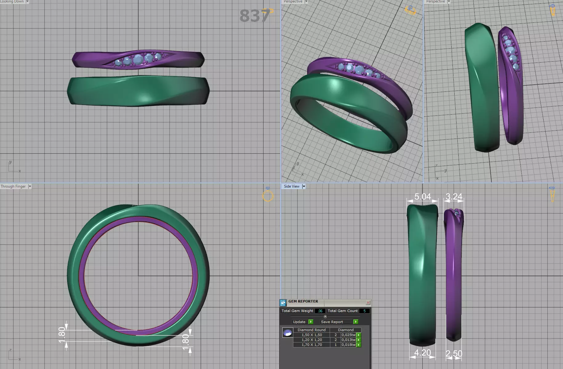 Wedding Set Mobius Twisted Sprial Rings Bridal Set 3D Model Collection_8