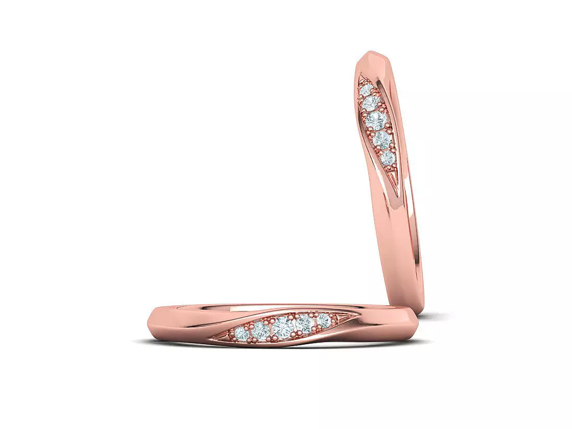 Wedding Set Mobius Twisted Sprial Rings Bridal Set 3D Model Collection_37