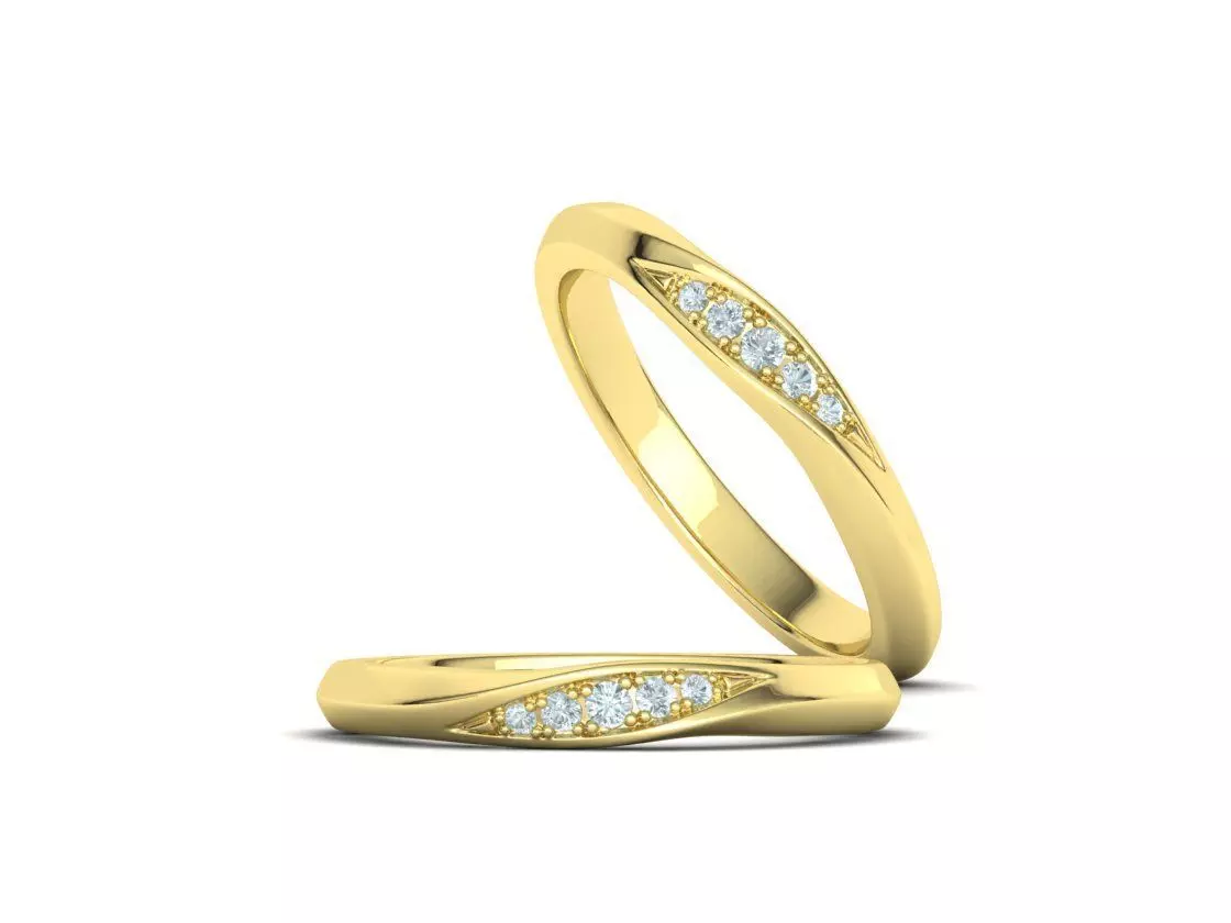 Wedding Set Mobius Twisted Sprial Rings Bridal Set 3D Model Collection_44