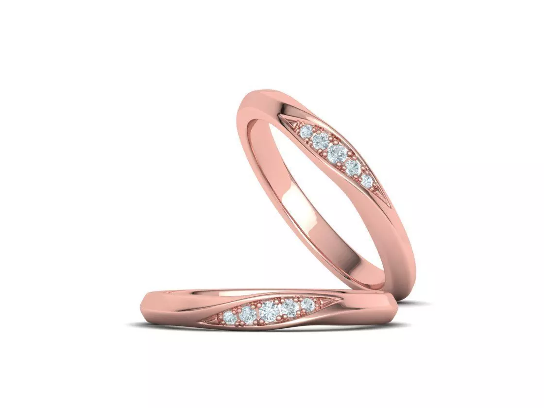 Wedding Set Mobius Twisted Sprial Rings Bridal Set 3D Model Collection_43