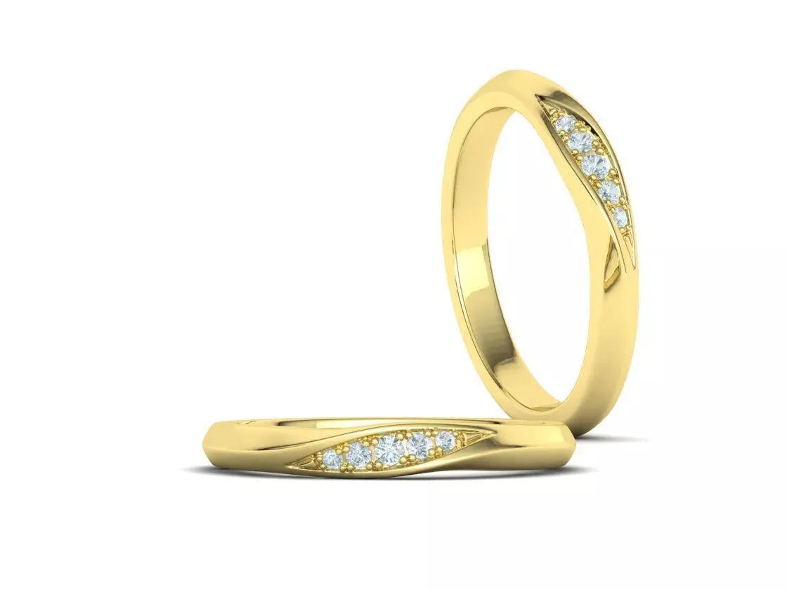 Wedding Set Mobius Twisted Sprial Rings Bridal Set 3D Model Collection_41