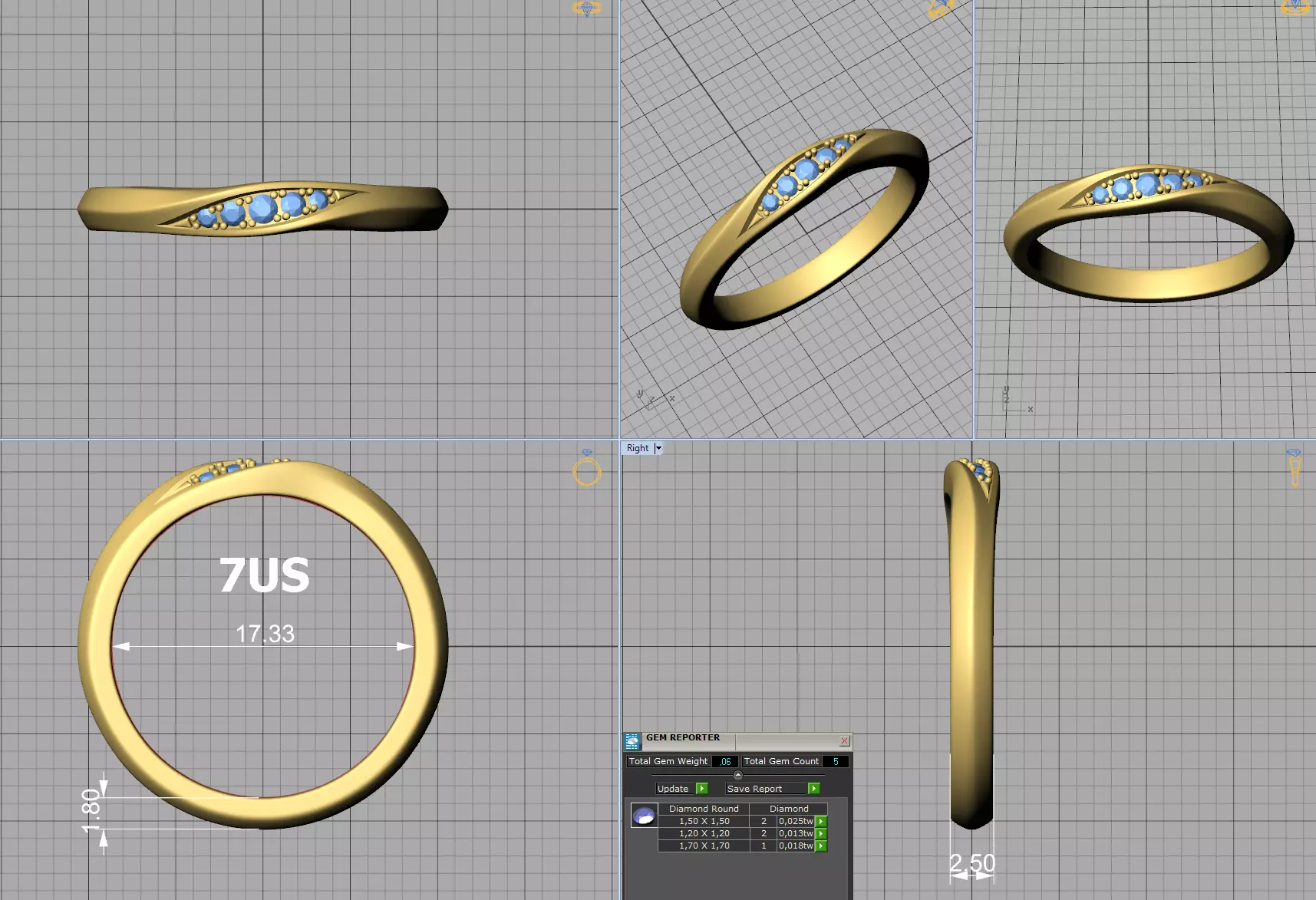 Wedding Set Mobius Twisted Sprial Rings Bridal Set 3D Model Collection_10