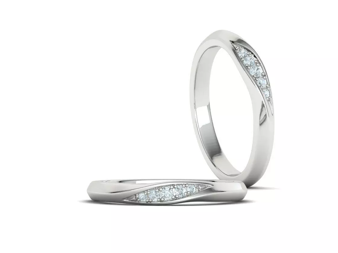 Wedding Set Mobius Twisted Sprial Rings Bridal Set 3D Model Collection_42