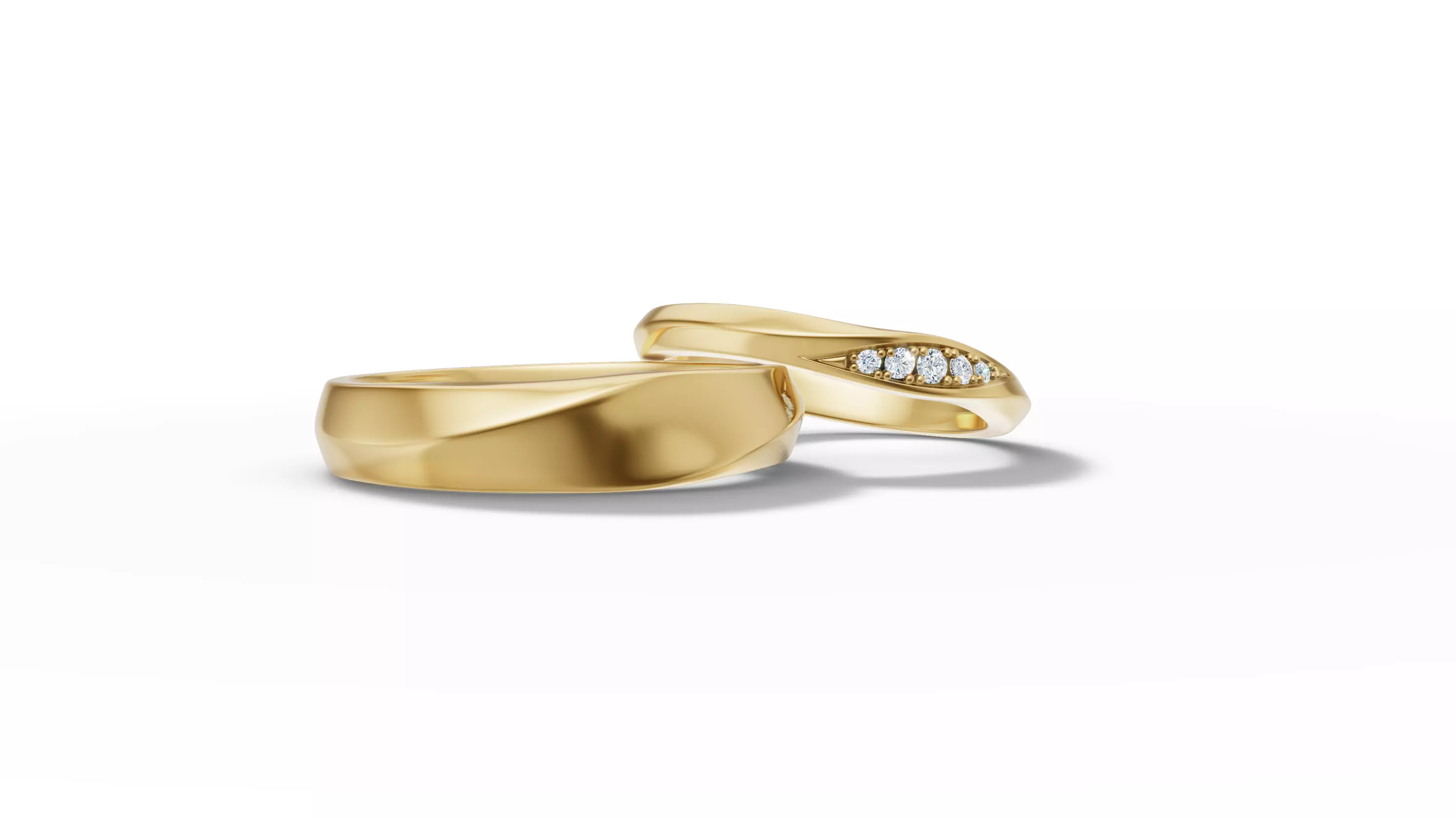 Wedding Set Mobius Twisted Sprial Rings Bridal Set 3D Model Collection_6