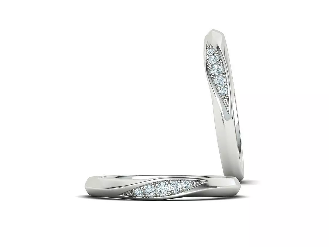 Wedding Set Mobius Twisted Sprial Rings Bridal Set 3D Model Collection_39