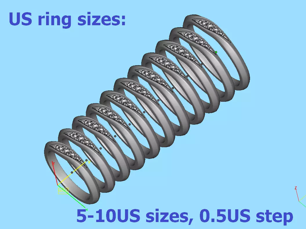 Wedding Set Mobius Twisted Sprial Rings Bridal Set 3D Model Collection_11