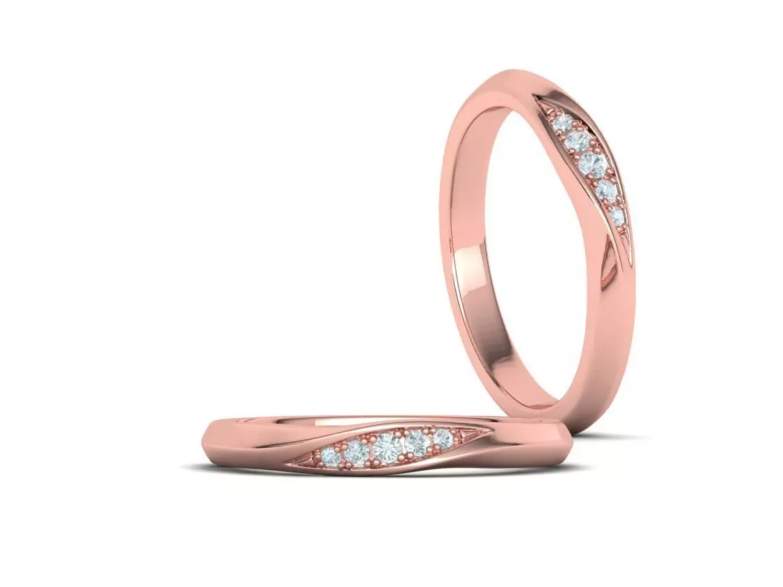 Wedding Set Mobius Twisted Sprial Rings Bridal Set 3D Model Collection_40