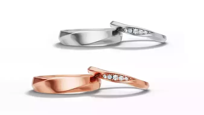 Wedding Set Mobius Twisted Sprial Rings Bridal Set