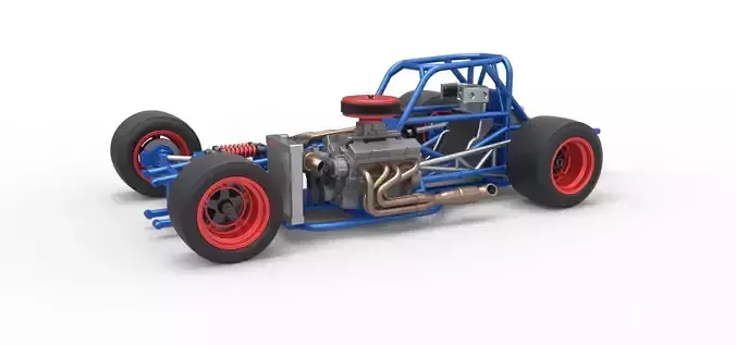 Supermodified front engine race car Base Version 4 Scale 1 to 25 3D print model