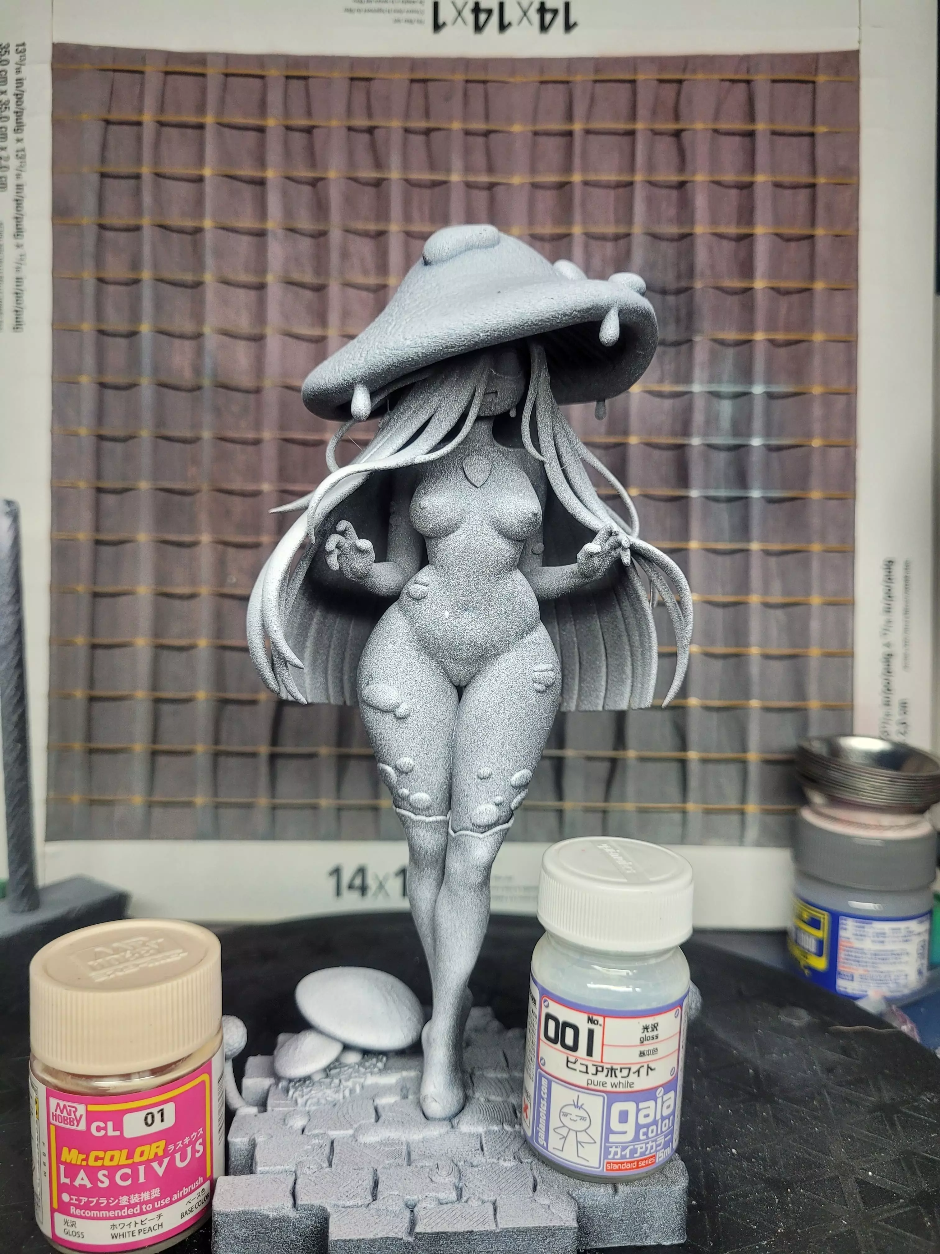Sexy Fantasy Mushroom Girl Statue 3D Print Ready STL Model 3D print model_4
